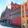 A series of gabled commercial buildings in the old city of Bergen